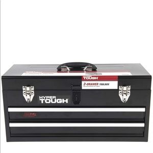 Hyper Tough Black 20 in. 2-Drawer Metal Hand Tool Box